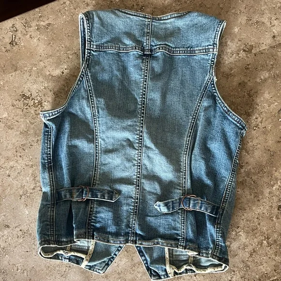 NWOT Vintage YOUNIQUE DENIM TUXEDO VEST! With Pockets! Size L - Picture 4 of 6